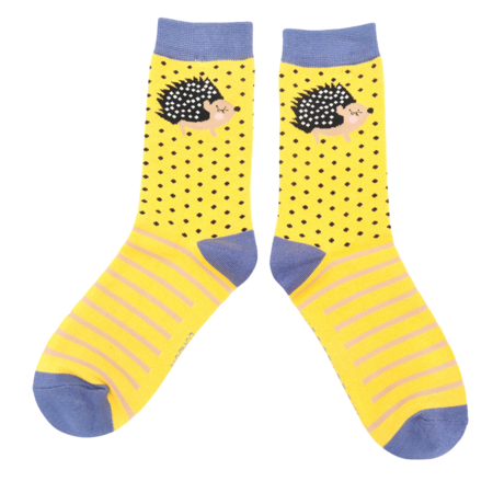 Bamboe damessokken egels yellow