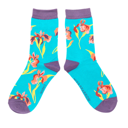 Bamboe damessokken wild iris teal