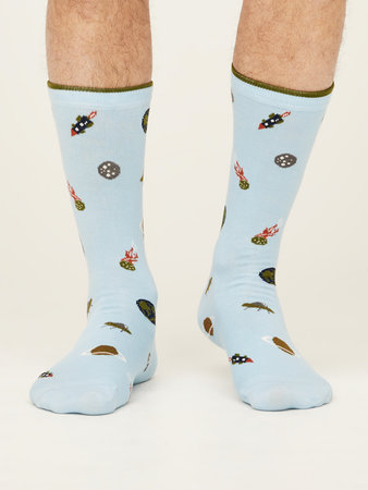 Herensokken bio katoen planeten galactic pastel blue