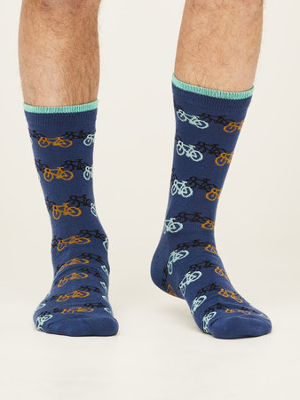 Bamboe herensokken bicycle race mineral blue