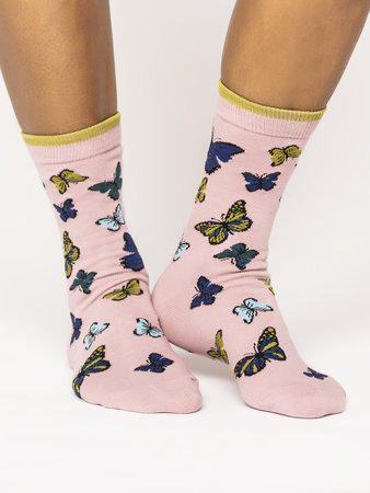 Damessokken bio katoen butterfly - blush pink
