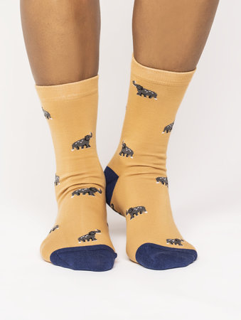 Damessokken bio katoen wild animal - mango yellow