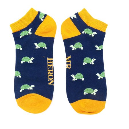 Bamboe sneakersokken heren schildpad - navyblauw