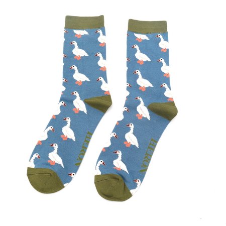 Bamboe herensokken white ducks denim