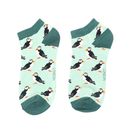 Bamboe sneakersokken dames papegaaiduikers - mint