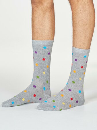 Herensokken bio-katoen rainbow stippen grey