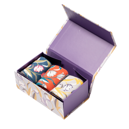 Bamboe damessokken tulpen in cadeaudoos