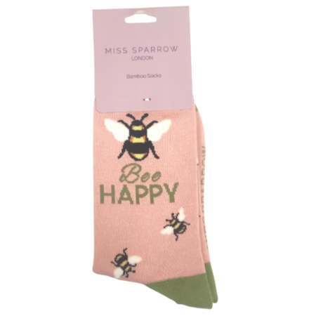 Bamboe damessokken bijen Bee Happy - dusky pink