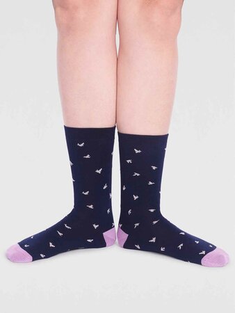 Bamboe damessokken wren bird - navy