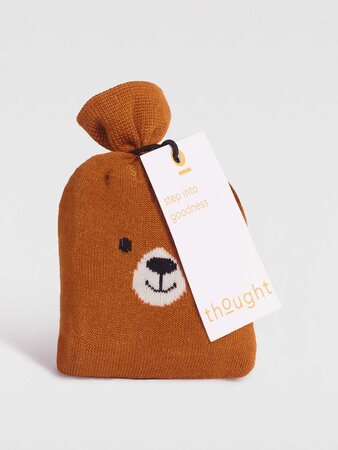 Bamboe damessokken beer 1 paar in cadeauzakje