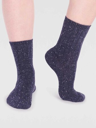 Warme damessokken Ryleigh van acryl met wol - navy