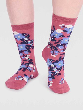 Bamboe sokken dames Arya floral - dusty rose pink