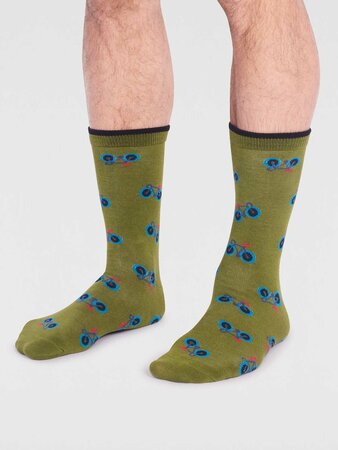 Bamboe herensokken Teri bike - lichen green