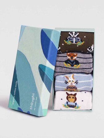 Bio babysokjes cadeaubox- Ash animal 0-24 maanden