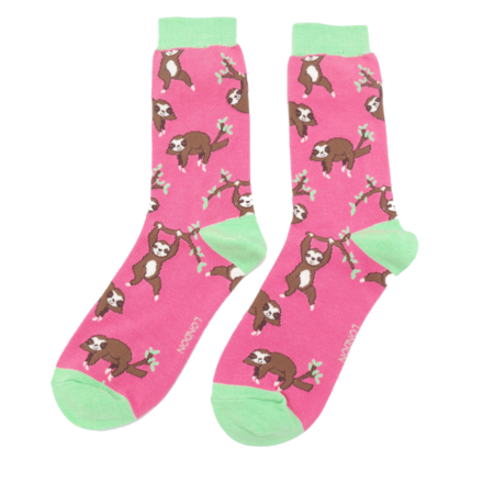 Bamboe sokken dames luiaards - hot pink