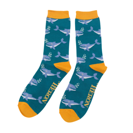 Bamboe herensokken walvis - teal