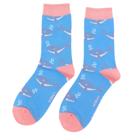 Bamboe damessokken walvis - sky