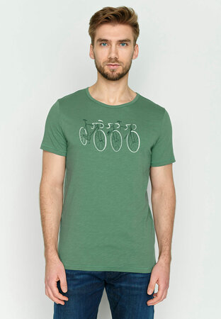 T-shirt bike watercolour - smoke green - maat S