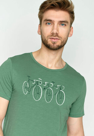 T-shirt bike watercolour - smoke green - maat S