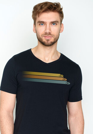 Greenbomb - T-shirt bike triple stripes - black maat S
