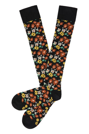 Kniekousen biologisch katoen floral - black