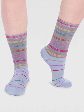 Bamboe damessokken Lauryn stripe - grey marle