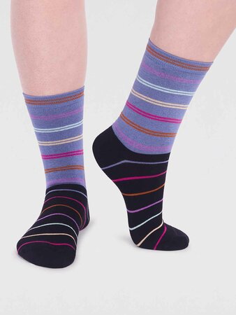 Bamboe damessokken Lauryn stripe - periwinkle blue