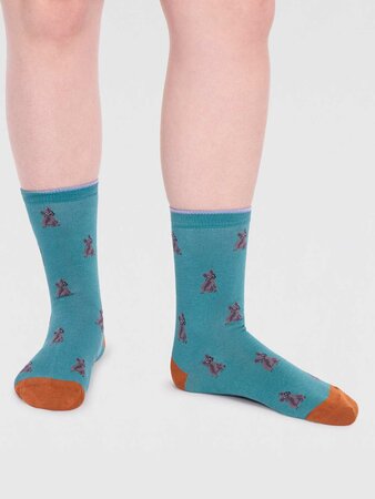 Bamboe damessokken honden dog - peacock green