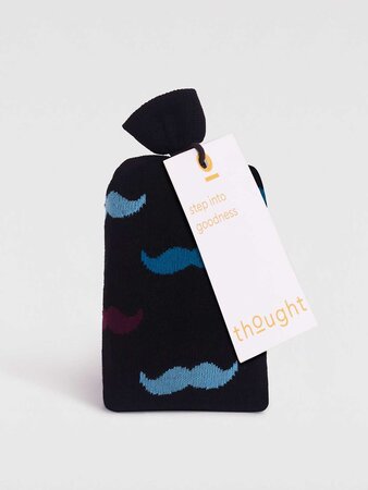 Herensokken met snorren moustache in cadeauzakje 2 paar