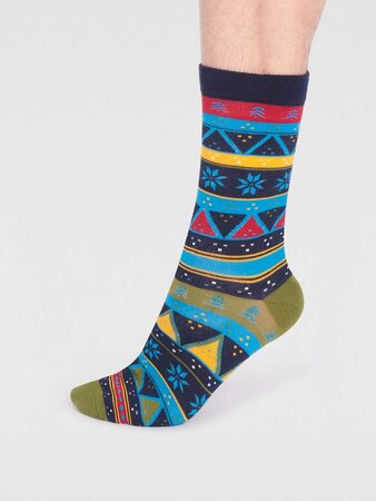 Herensokken wintermotief Casper - navy