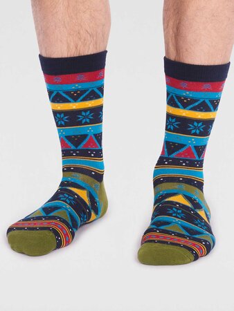 Herensokken wintermotief Casper - navy