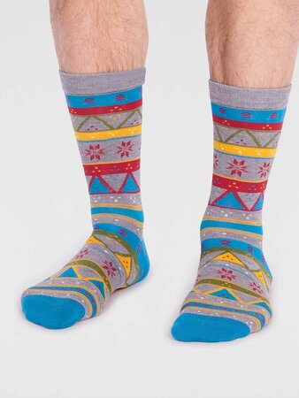 Herensokken wintermotief Casper - grey marle