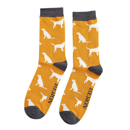 Bamboe sokken heren labradors - mustard