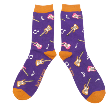 Bamboe sokken heren gitaren - purple