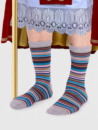 Bamboe herensokken Matias stripe - grey marle