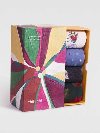 Bamboe sokken dames giftbox - poinsettia