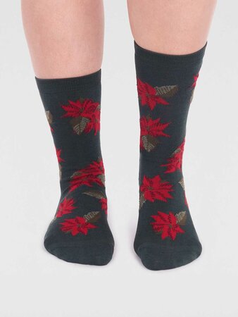 Bamboe sokken dames giftbox - poinsettia