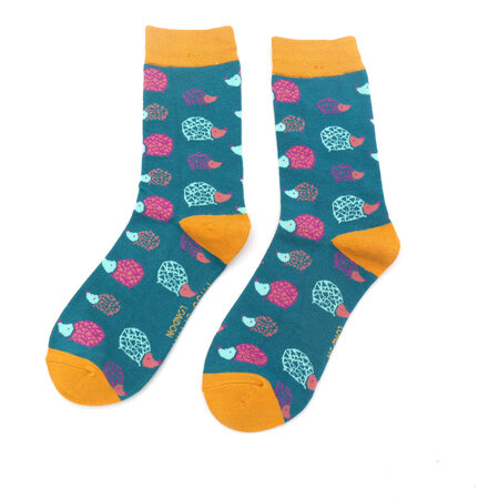 Bamboe sokken dames egels - teal