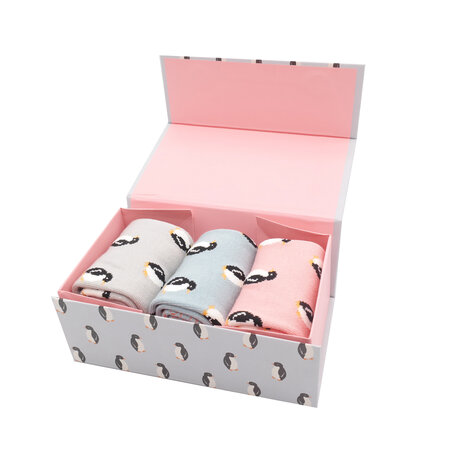 Cadeaudoos bamboe damessokken - pinguïns