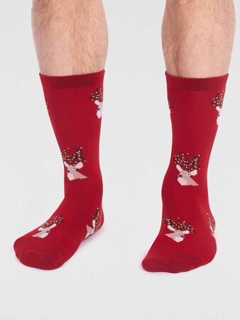 Kerstsokken heren biologisch katoen hert - bright red