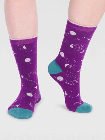 Bamboe damessokken Mona moon - deep purple