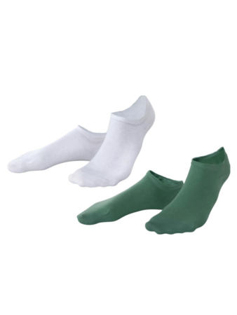 Enkelsokken dames katoen Abby 2-pack - groen - wit - maat 35/38