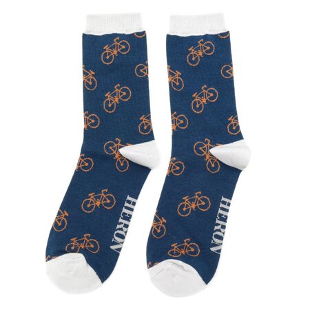 Mr Heron bamboe sokken heren fietsen - navy