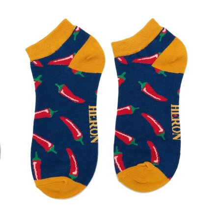 Bamboe sneakersokken heren rode peper - navy