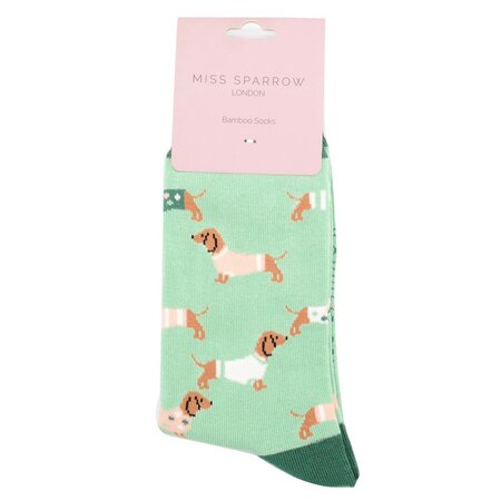 Bamboe sokken dames pups in coats - mint