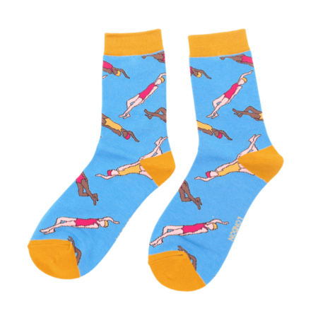 Bamboe sokken dames zwemmers - powder blue