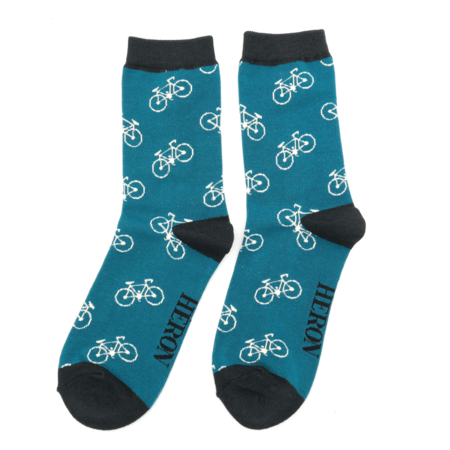 Mr Heron bamboe sokken heren fietsen - teal