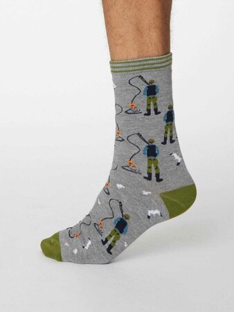 Thought - bamboe sokken heren vissers - mid grey marle
