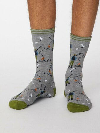 Bamboe sokken heren vissers - mid grey marle