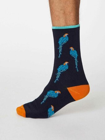 Thought - bamboe sokken heren papegaaien - navy